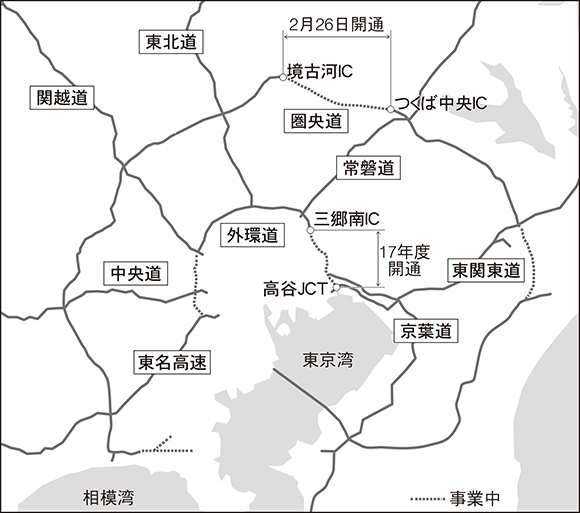 16～17年度に開通予定の首都圏環状道路