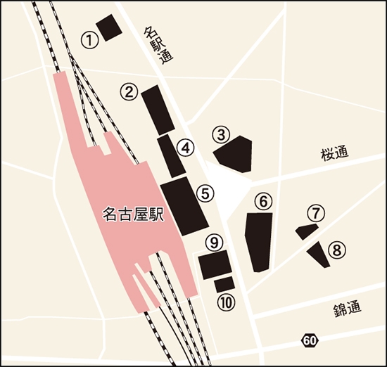 名駅地区の主な商業施設